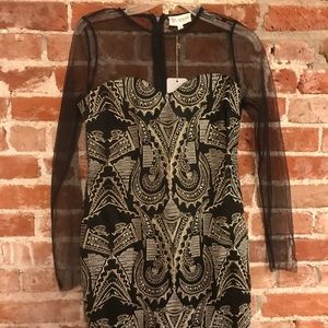 All Eyes On Me Embroidered Dress: Black and Gold